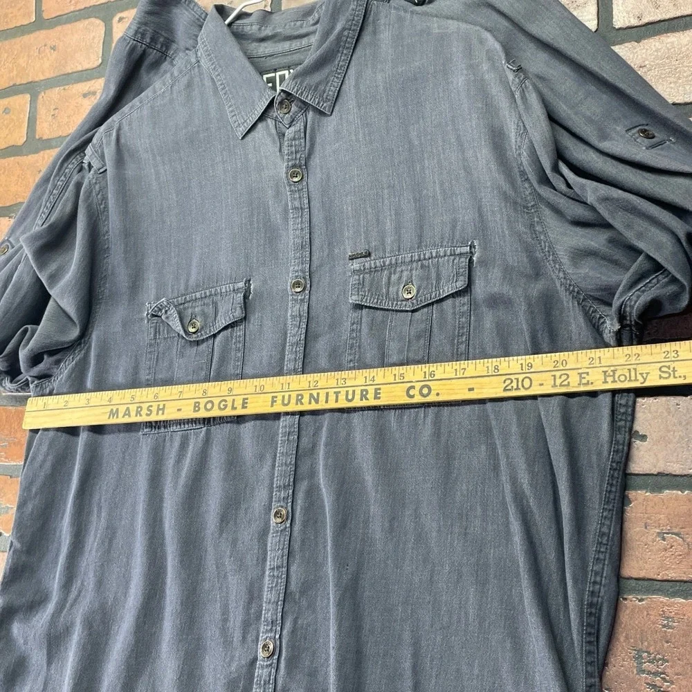 Fox Men's XL Dark Grey DLX Cotton Y2K Long Sleeve Button Up Shirt Motocross